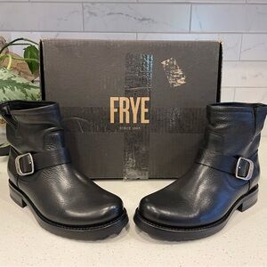 Frye Veronica Black Leather Moto Booties New In Box!